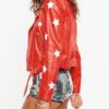 Leah Van Dale Stylish Red Leather Jacket 2
