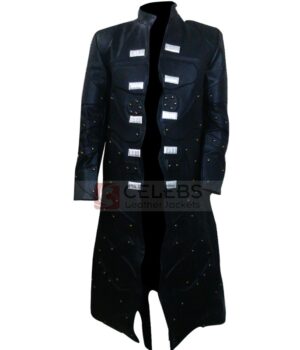 Leather Black Long Coat Costume 1