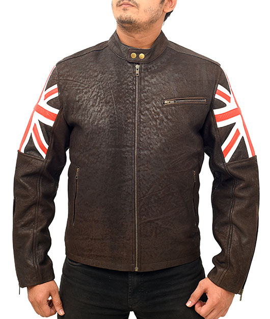 Union Jack UK Flag Logo Cafe Racer Leather Jacket Union Jack UK Flag Logo Cafe Racer Leather Jacket15