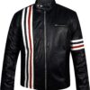 Rider Black Leather Jacket with US Flag 1