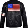 Rider Black Leather Jacket with US Flag 2