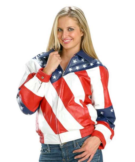 Women American Flag Leather Jacket American Flag Leather Jacket 1