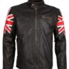 Mens british flag biker Genuine leather jacket 1
