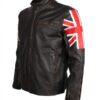 Mens british flag biker Genuine leather jacket 2