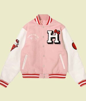 Hello Kitty Apples Pink Varsity Jacket