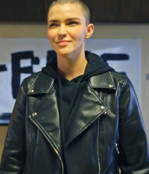 1UP 2022 Ruby Rose Black Leather Jacket
