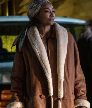 Power Book III Raquel Thomas Brown Shearling Coat