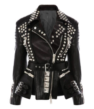 Lady Gaga Stylish Studded Leather Jacket 4