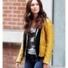 Megan Fox Stylish Yellow Leather Jacket 1