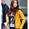 Megan Fox Stylish Yellow Leather Jacket 2