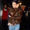Kendall Jenner Brown Leather Jacket  2
