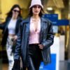 Bella Hadid Black Leather Jacket 2