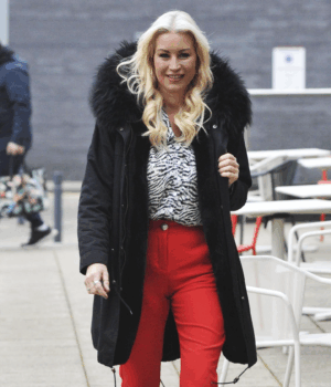 Denise Van Outen Steph’s Packed Lunch in Leeds Black Coat