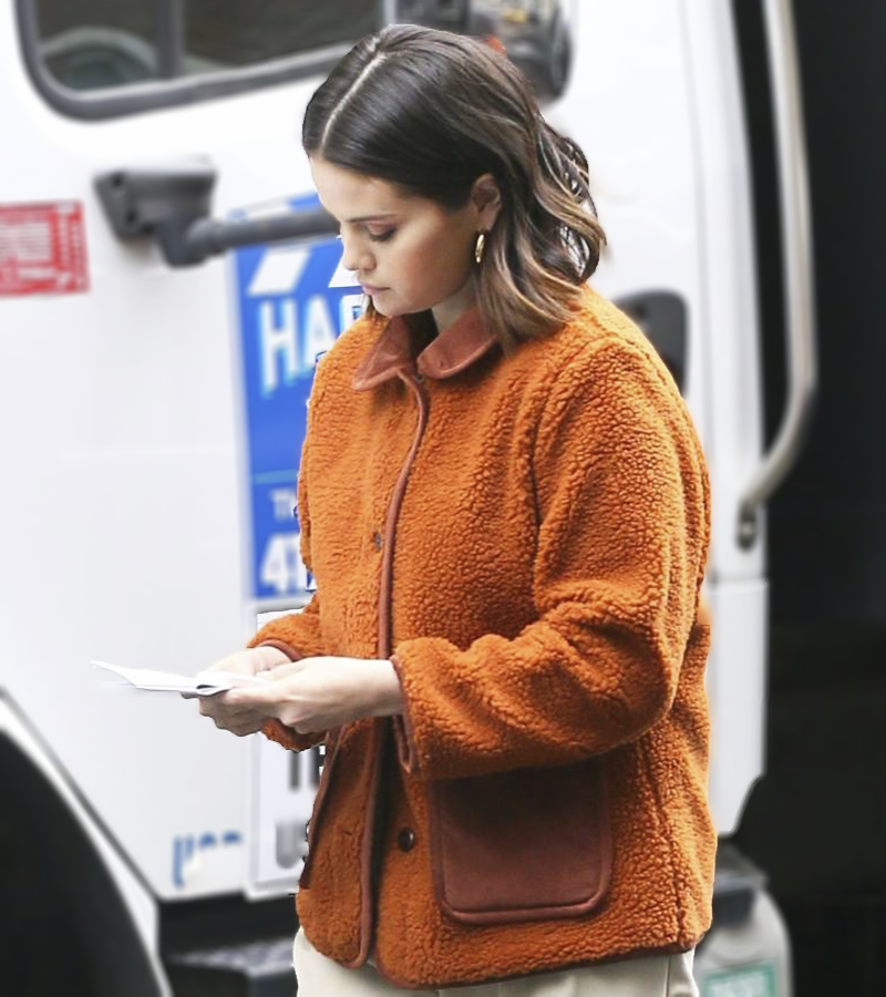 Selena Gomez Brown Wool Jacket 2022 Selena Gomez Brown Wool Jacket 2022 2