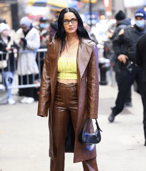 Katy Perry Good Morning America 2022 Leather Coat 1