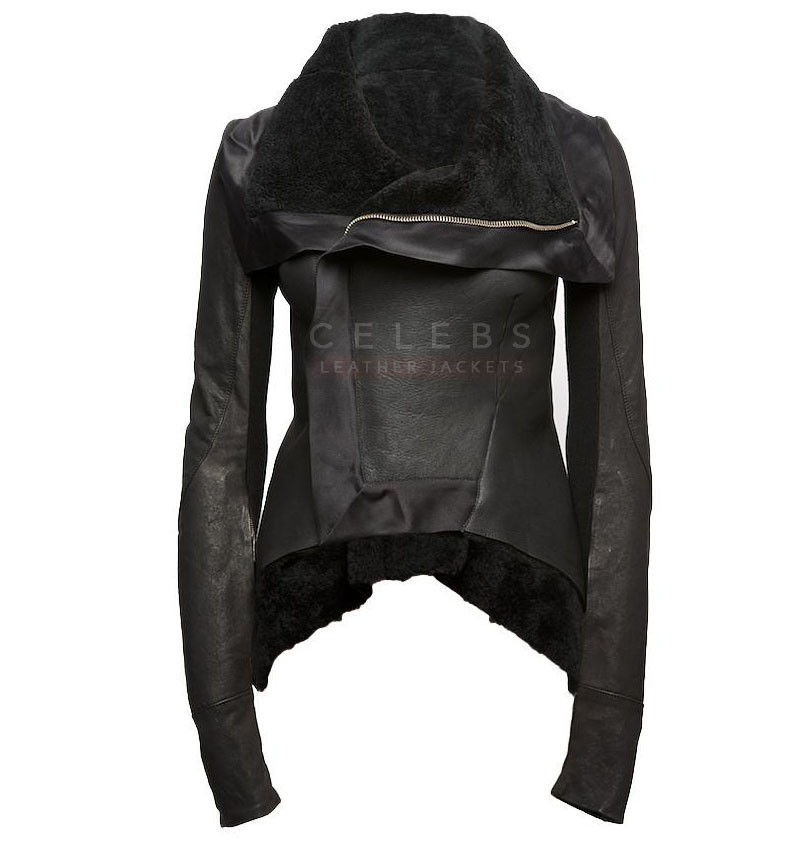 Womens Black Asymmetrical Zipper Leather Jacket Womens Black Asymmetrical Zipper Leather Jacket 1