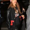 Rihanna Valentine Day Black Leather Jacket 1