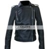 Women Black Biker Leather Jacket 2