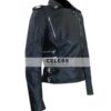 Women Black Biker Leather Jacket 4