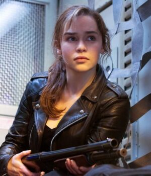 Sarah Connor Terminator Genisys Black Leather Jacket 1