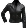 Utopia Leather Ribbed Waist Black Stylish Jacket 1
