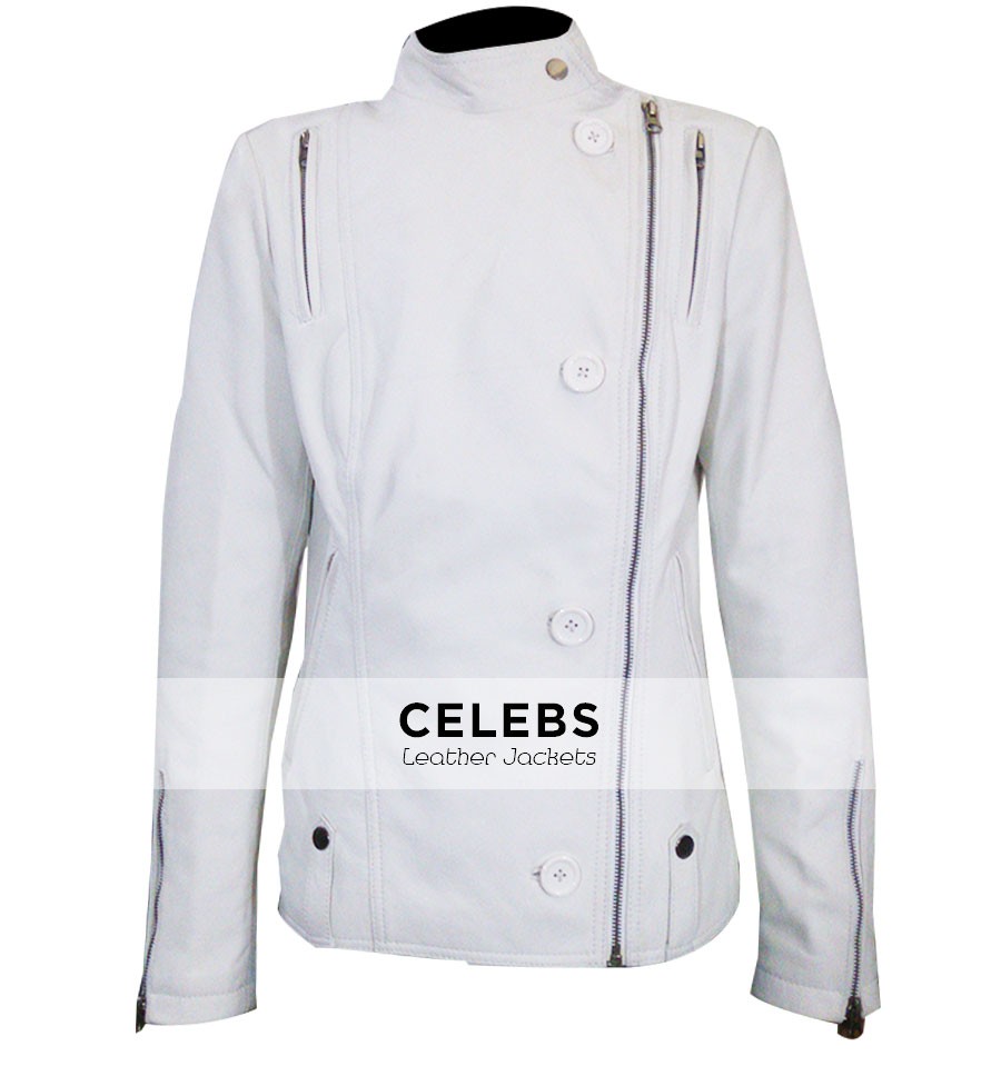 Anne Hathaway Get Smart White Leather Jacket Anne Hathaway Get Smart White Leather Jacket 1