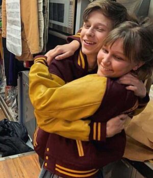  	Stargirl 2020 Maroon and Yellow Varsity Jacket