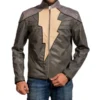  	Black Adam Bolt Design Leather Jacket