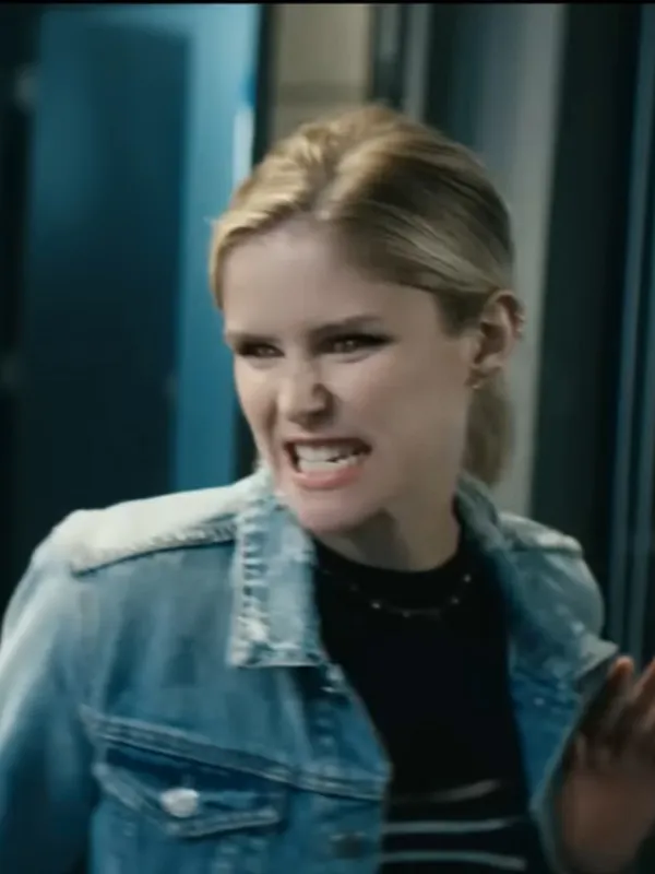 The Boys S03 Erin Moriarty Sky Blue Denim Trucker Jacket The Boys S03 Erin Moriarty Sky Blue Denim Trucker Jacket