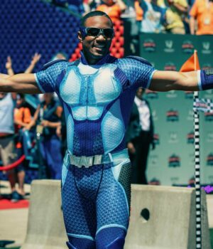  	The Boys S02 A-Train Blue Leather Jacket