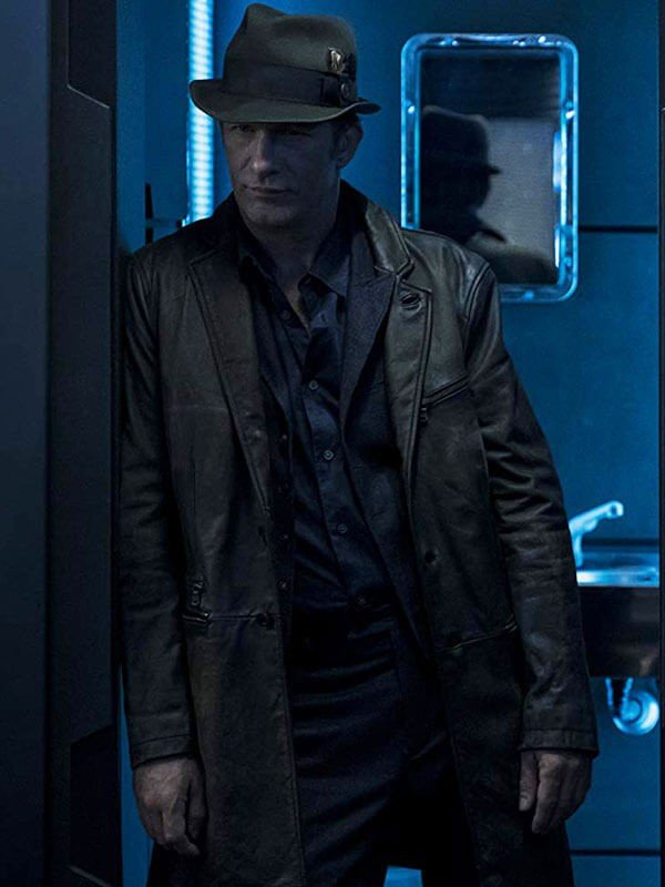 Thomas Jane The Expanse Leather Trench Coat Thomas Jane The Expanse Leather Trench Coat