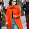  	Miriam Maisel Orange Mid-Length Wool Coat
