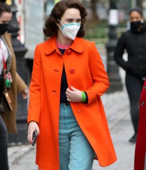  	Miriam Maisel Orange Mid-Length Wool Coat