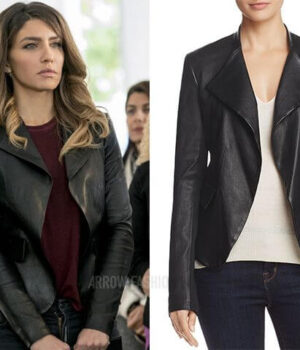  	Dinah Drake Arrow TV Series Black Drape Jacket