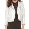  	Willa Holland Arrow White Biker Jacket
