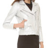  	Willa Holland Arrow White Biker Jacket