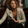  	Willa Holland Arrow White Biker Jacket