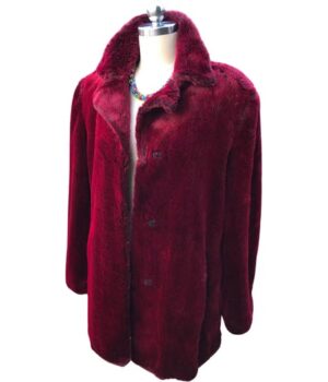  	Nairobi Money Heist Fur Collar Maroon Shearling Jacket