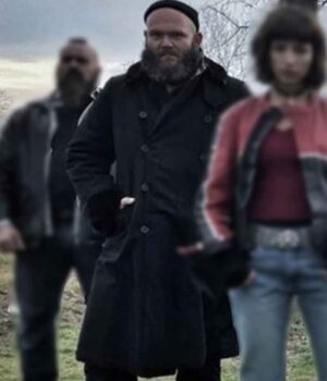  	Helsinki Money Heist Black Long Pea Coat