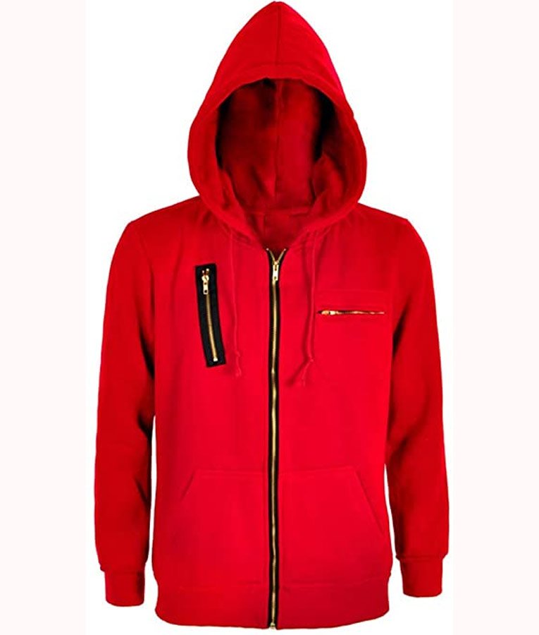 La Casa De Papel Money Heist Red Hooded Jacket La Casa De Papel Money Heist Red Hooded Jacket
