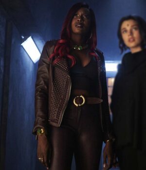  	Titans Kory Anders Studded Biker Leather Jacket