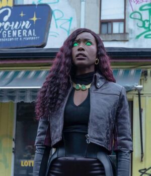  	Anna Diop Titans S03 Kory Anders Leather Jacket