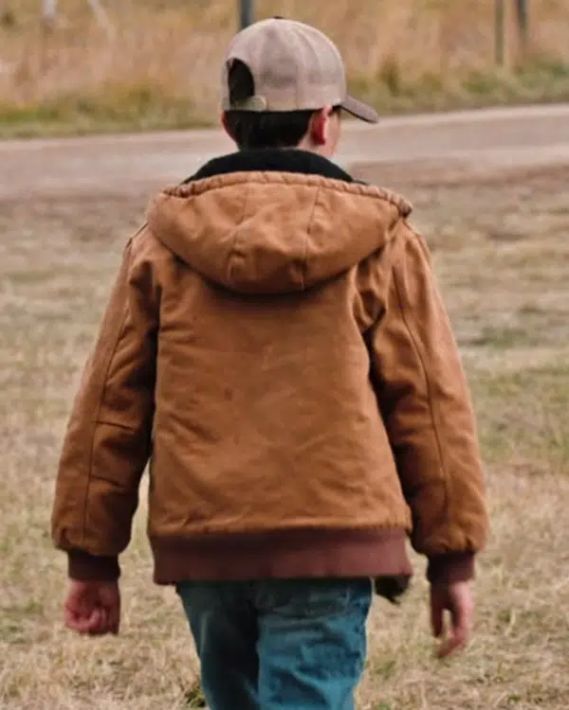 Yellowstone S04 Tate Dutton Brown Hooded Bomber Jacket Yellowstone S04 Tate Dutton Brown Hooded Bomber Jacket