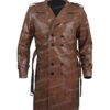  	Yellowstone Origin 1883 James Brown Leather Trench Coat
