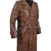  	Yellowstone Origin 1883 James Brown Leather Trench Coat