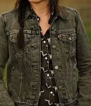  	Yellowstone S04 Eden Brolin Black Denim Trucker Jacket
