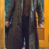  	Cole Hauser Yellow-stone Black Leather Trench Coat