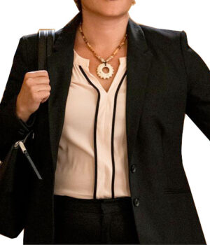  	Q’orianka Kilcher Yellow-stone Women Black Wool Dress Coat
