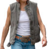  	Yellowstone Jennifer Landon Grey Shearling Denim Vest