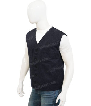  	Kevin Costner Yellowstone Dark Grey Wool-Blend Vest